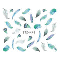 Women Feathers Design Water Transfer Nail Decal Sticker Sheet-STZ448-JadeMoghul Inc.