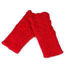 Women Finger Less Lace Knit Design Wool Gloves-Red-JadeMoghul Inc.