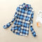 Women Flannel Plaid Button Down Shirt Tunic-901-M-JadeMoghul Inc.