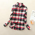 Women Flannel Plaid Button Down Shirt Tunic-903-L-JadeMoghul Inc.