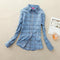 Women Flannel Plaid Button Down Shirt Tunic-909-L-JadeMoghul Inc.