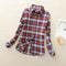 Women Flannel Plaid Button Down Shirt Tunic-912-L-JadeMoghul Inc.
