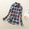 Women Flannel Plaid Button Down Shirt Tunic-914-M-JadeMoghul Inc.