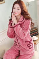 women flannel thick pajamas coral velvet home service long sleeved autumn and winter size winter warm suit lovely pyjamas women-1-L-JadeMoghul Inc.