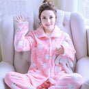 women flannel thick pajamas coral velvet home service long sleeved autumn and winter size winter warm suit lovely pyjamas women