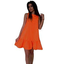 Women Flared Knee Length Summer Cotton Dress-Orange-S-JadeMoghul Inc.