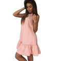 Women Flared Knee Length Summer Cotton Dress-Pink-S-JadeMoghul Inc.