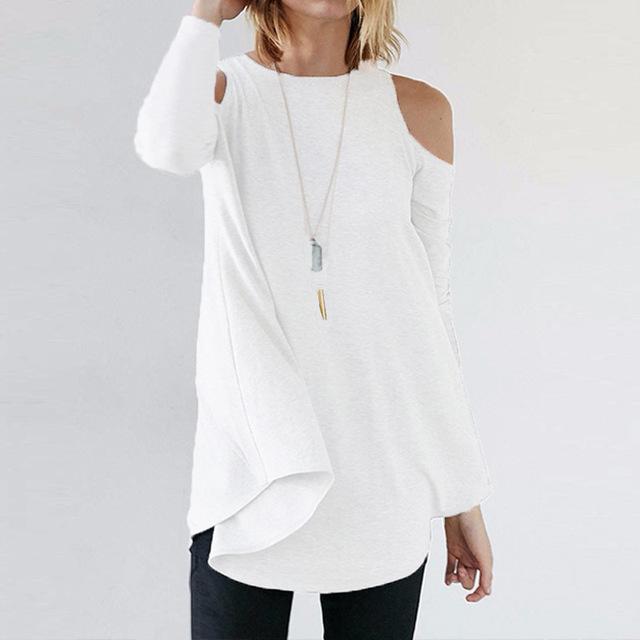 Women Flared Tunic Top With Cold Shoulder Detailing-Off White-S-JadeMoghul Inc.