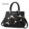 Women Floral Embroidered Patent Leather Hand Bag-Black-JadeMoghul Inc.