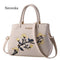 Women Floral Embroidered Patent Leather Hand Bag-white-JadeMoghul Inc.