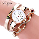 Women Floral Leather And Metal Infinity Crystal Charm Wrap Around Wristwatch-Gold-JadeMoghul Inc.