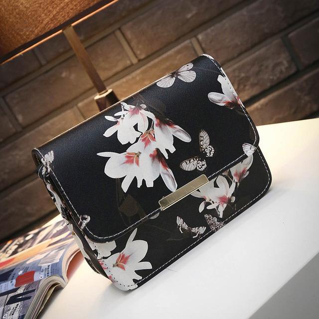 Women Floral leather Shoulder Bag Satchel Handbag Retro Messenger Bag Famous Designer Clutch Shoulder Bags Bolsa Bag Black White-black01-JadeMoghul Inc.