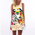 Women Floral Print Sleeveless Summer Chiffon Dress-picture color 13-S-JadeMoghul Inc.
