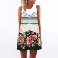 Women Floral Print Sleeveless Summer Chiffon Dress-picture color 5-S-JadeMoghul Inc.