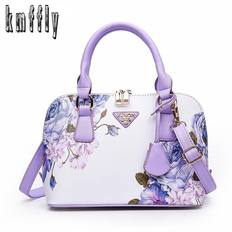Women Floral Printed Summer Casual Hand Bag-violet-Beautiful flower-JadeMoghul Inc.