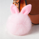 Women Fluffy Bunny Ear Fur Ball Keychain / Bag Charm-pink-JadeMoghul Inc.
