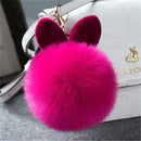 Women Fluffy Bunny Ear Fur Ball Keychain / Bag Charm-rose red-JadeMoghul Inc.