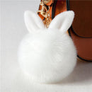 Women Fluffy Bunny Ear Fur Ball Keychain / Bag Charm-white-JadeMoghul Inc.