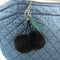 Women Fluffy Cherry Pom Pom Keychain/ Bag Charm-Black-JadeMoghul Inc.
