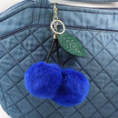 Women Fluffy Cherry Pom Pom Keychain/ Bag Charm-Blue-JadeMoghul Inc.