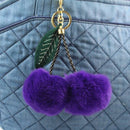 Women Fluffy Cherry Pom Pom Keychain/ Bag Charm-Purple-JadeMoghul Inc.