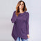 Women Full Sleeved Overlapping Cowl Neck Asymmetrical Shirt Top-Purple-S-JadeMoghul Inc.