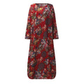 Women Full Sleeves Floral Print Cotton Maxi Dress-Red-S-JadeMoghul Inc.