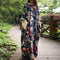 Women Full Sleeves Floral Print Cotton Maxi Dress-WineRed-S-JadeMoghul Inc.
