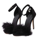 Women Fur 4 Inch Heel Stiletto With Ankle Pin Buckle Closure-Black-5-JadeMoghul Inc.