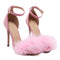 Women Fur 4 Inch Heel Stiletto With Ankle Pin Buckle Closure-Pink-5-JadeMoghul Inc.
