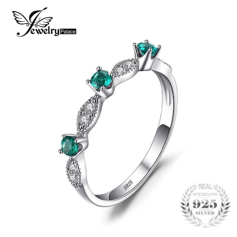 Women Genuine 925 Sterling Silver Emerald Ring-5-JadeMoghul Inc.