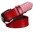 Women genuine Cow hide Leather Belt With Pin Buckle-Red-100cm-JadeMoghul Inc.