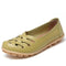 Women Genuine Leather Loafers With Cross Strap design-Lemon-4.5-JadeMoghul Inc.