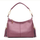 Women Genuine Leather Tote Bag With Tassel And Chain Detailing-Lavender-(20cm<Max Length<30cm)-JadeMoghul Inc.