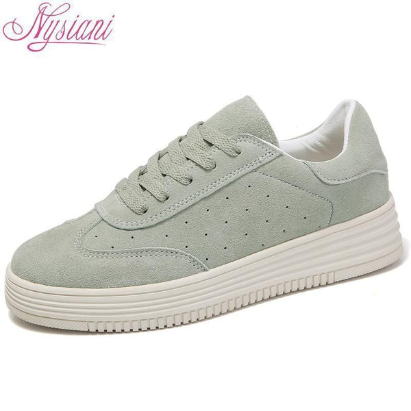 Women Genuine Leather Walking shoes With Breathable Mesh-light green-6-JadeMoghul Inc.