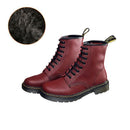 Women Genuine Leather Winter Lace Up Boots-Wine2 with fur-6-China-JadeMoghul Inc.