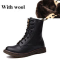 Women Genuine Leather Winter Lace Up Boots With Soft Fur Lining-black with wool-5-JadeMoghul Inc.