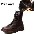 Women Genuine Leather Winter Lace Up Boots With Soft Fur Lining-brown with wool-5-JadeMoghul Inc.