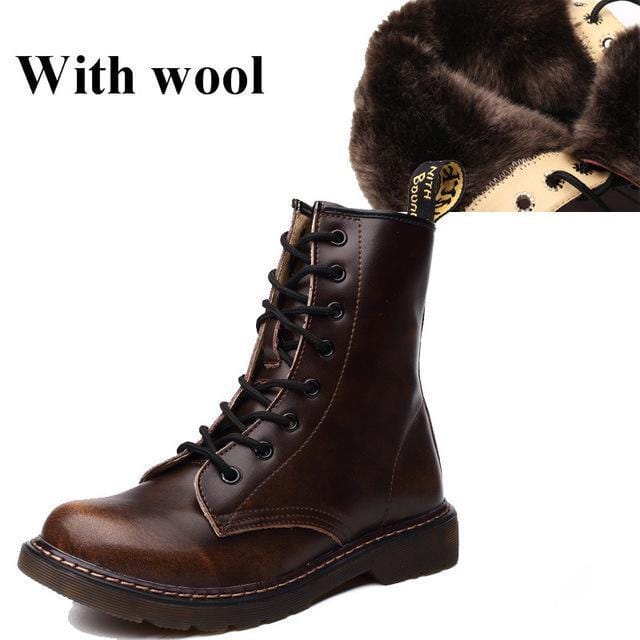 Women Genuine Leather Winter Lace Up Boots With Soft Fur Lining-brown with wool-5-JadeMoghul Inc.