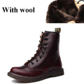 Women Genuine Leather Winter Lace Up Boots With Soft Fur Lining-red with wool-5-JadeMoghul Inc.