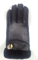 Women Genuine Sheepskin Winter Gloves With Thick Warm Fur Lining-black-Length 23 Width 10cm-JadeMoghul Inc.