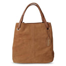 Women Genuine Split Suede Leather Tote Shoulder Bag-Yewllow Brown-China-JadeMoghul Inc.