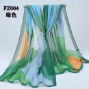 Women Geometric Print Summer chiffon Scarf-FZ004 green-JadeMoghul Inc.