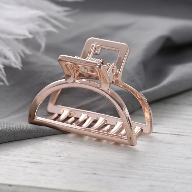 Women Girls Geometric Hair Claw Clamps Metal Hair Crab Moon Shape Hair Claw Clip Solid Color Hairpin Large Size Hair Accessories AExp