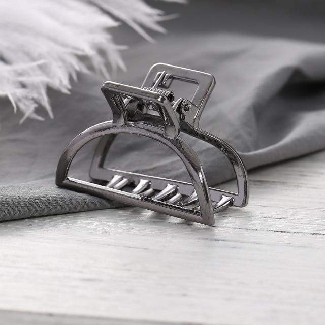 Women Girls Geometric Hair Claw Clamps Metal Hair Crab Moon Shape Hair Claw Clip Solid Color Hairpin Large Size Hair Accessories AExp