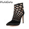 Women Gladiator Stiletto Heels With Rivet Detailing-black-4.5-JadeMoghul Inc.