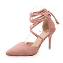 Women Gladiator Strap Tie 3 Inch Stiletto Pumps-Pink-4.5-JadeMoghul Inc.