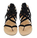 Women Gladiator Style Flat Sandals With Zipper Closure-black-4-JadeMoghul Inc.