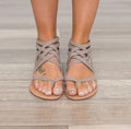 Women Gladiator Style Flat Sandals With Zipper Closure-Grey-4-JadeMoghul Inc.
