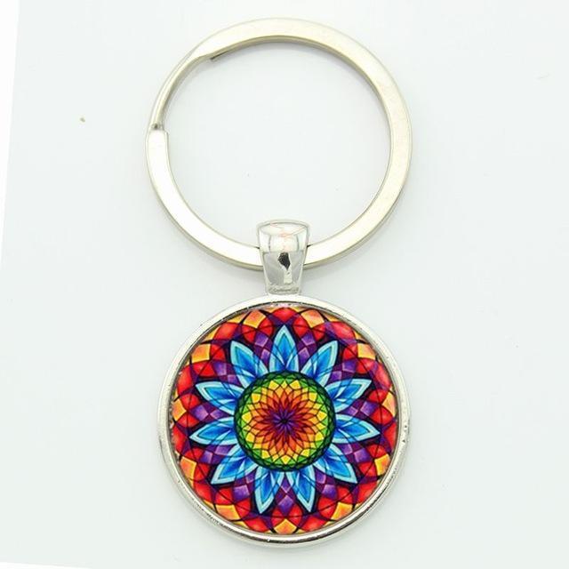 Women Glass Mandala Art Key Ring-ma07-JadeMoghul Inc.